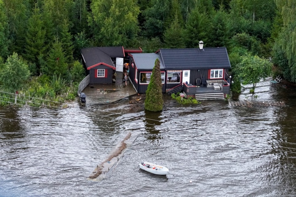 Skader på hus etter ekstremværet Hans. Foto. 